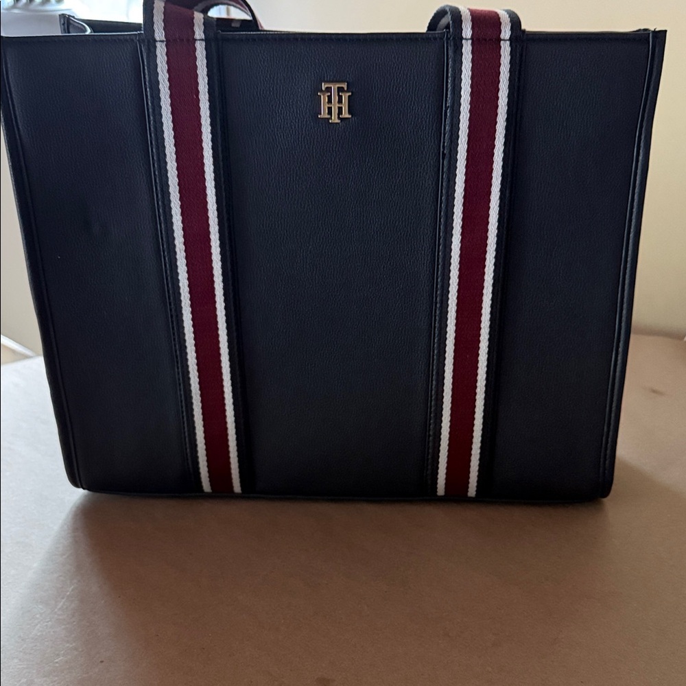 Tommy Hilfiger Black Briefcase with Red and White Accents